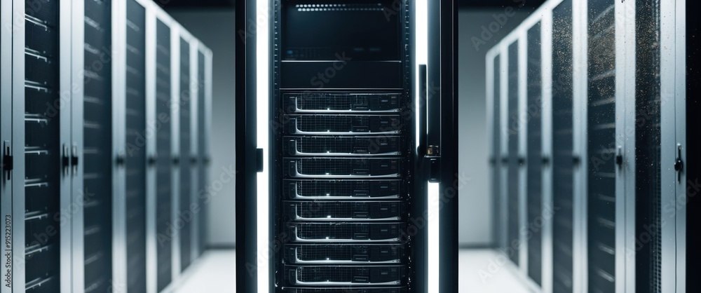 Aufkleber a modern data center showcasing organized server racks, emphasizing technology and efficient informa