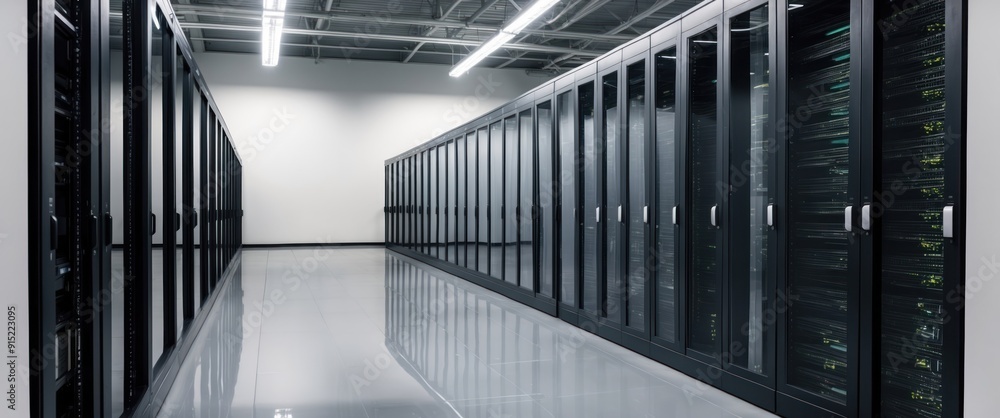 Aufkleber a modern data center showcasing rows of servers, exemplifying the core of technology infrastructure