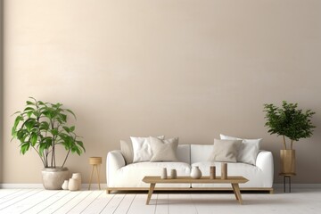 Home interior living room plant wall architecture.