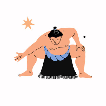 recommend clip art: A sumo wrestler in minimal art style. Traditional japanese sport.