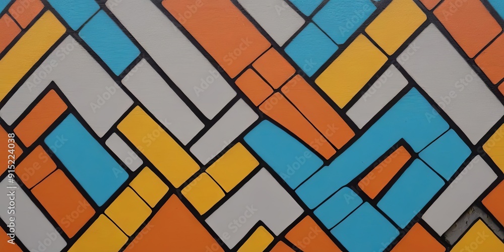 Poster a colorful wall with squares of different colors