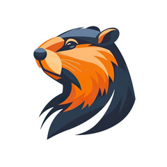 Obraz premium 2D illustration of a minimalistic beaver logo with flat colors isolated on a white transparent background