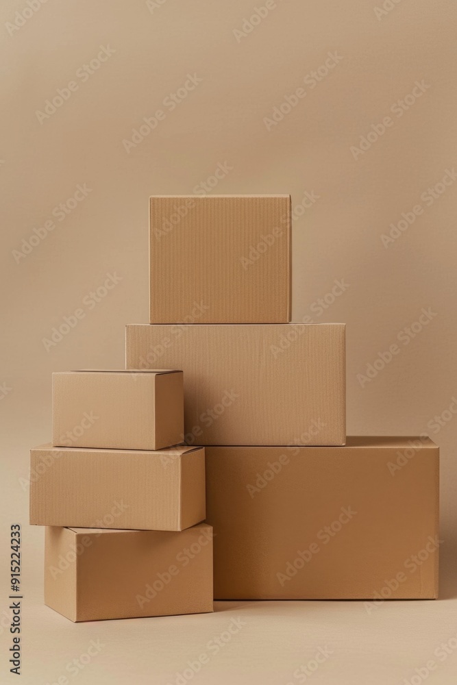 Poster stacked cardboard boxes used for storage or shipping