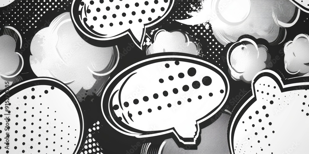 Poster a collection of speech bubbles in monochrome