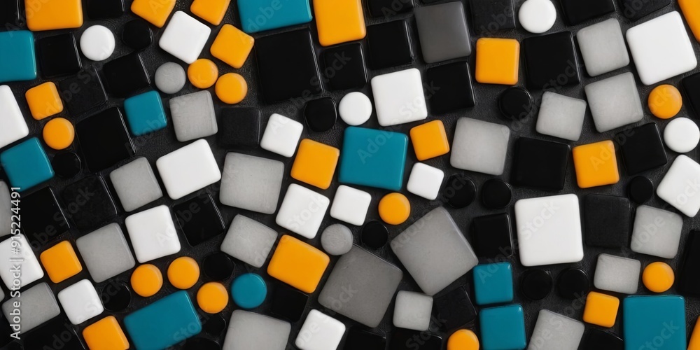 Poster a colorful mosaic of squares and circles