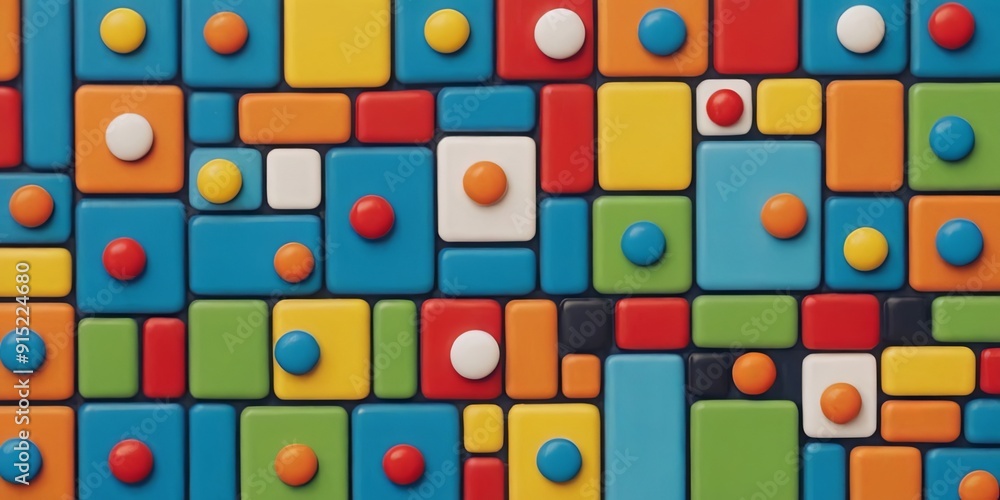 Aufkleber A colorful background with many different colored squares and circles