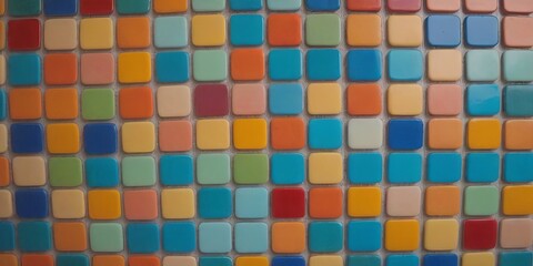 A colorful mosaic tile wall with a rainbow of colors