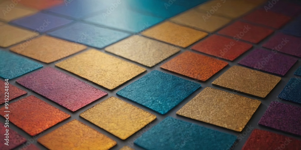 Poster A colorful mosaic of squares with a blue square in the middle
