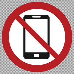 No smartphone prohibition sign. Smartphones are prohibited. Forbidden symbol on grid background