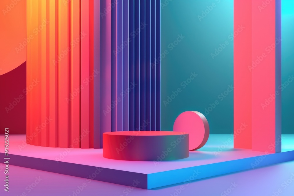 Poster a bright and vibrant display featuring a central circular object, suitable for illustration or desig