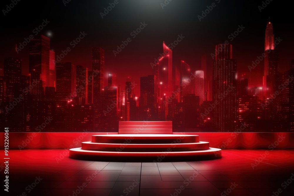 Poster red night architecture cityscape.