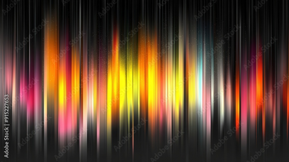 Fototapete Abstract light patterns in vivid colors radiate from a dark backdrop, creating a mesmerizing and dynamic visual display