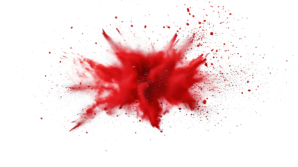 Abstract Red Explosion Artful Ink Blast isolated on transparent background