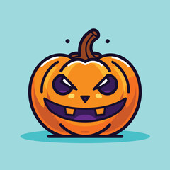 Illustrations of scary halloween pumpkin in witch hats. Design element for poster,card, banner, sign, emblem. Vector illustration