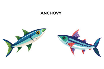 Detailed Anchovy Fish vector illustration. Perfect for culinary, marine, and environmental designs. High-quality vector for easy customization. Ideal for menus, packaging, education, and web graphics.