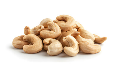 Falling cashew nuts isolated on transparent or white background, PNG isolated on white background, design