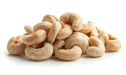 Fototapeta premium Falling cashew nuts isolated on transparent or white background, PNG isolated on white background, design