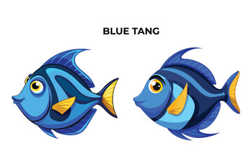 Detailed Blue Tang fish vector illustration. Perfect for culinary, marine, and environmental designs. High-quality vector for easy customization. Ideal for menus, packaging, education, and web graphic