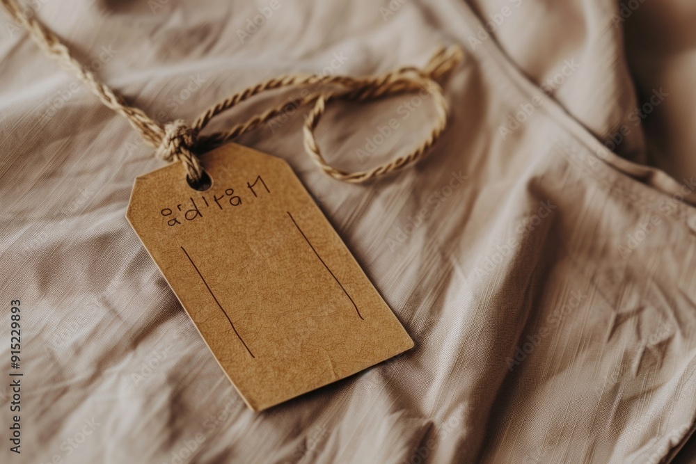 Poster A single tag hangs from a string, often used as identification or decoration
