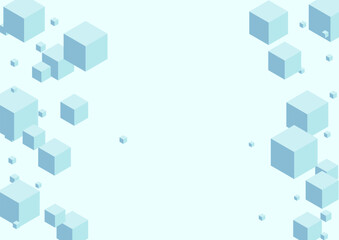 Monochrome Block Background Blue Vector. Box Symbol Template. Gray Geometric Style Design. Shadow Illustration. White Cover Cube.