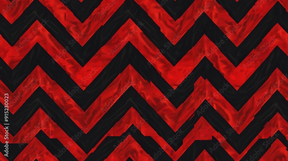 Leinwandbilder A repeating pattern of alternating red and black chevron shapes, creating a bold and graphic design. The red chevrons have a subtle marbled texture, adding depth and interest to the pattern.
