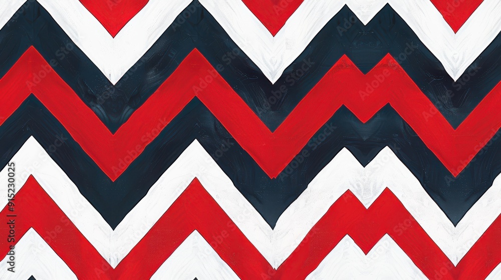 Aufkleber a seamless pattern of abstract red, white, and blue chevrons. the chevrons are painted in a bold and