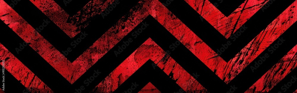 Poster A red and black abstract chevron pattern, with a grunge texture, fills the frame. The chevron pattern is layered on a dark, almost black, background, with the red chevron being in the foreground. The 