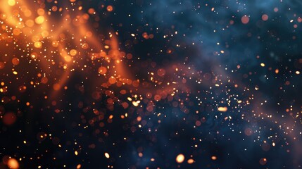 Sparking Fire Particles on Dark Background