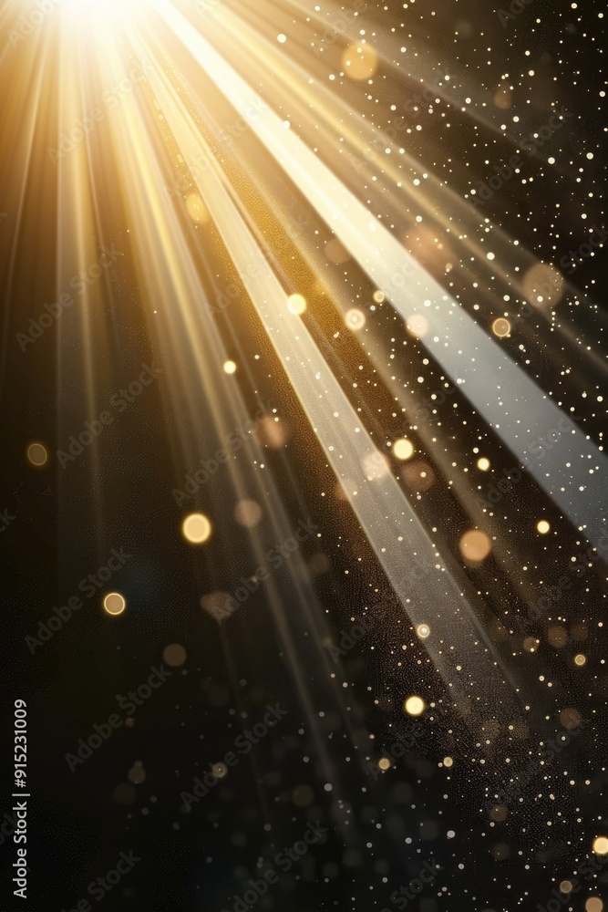 Poster a single bright light shining brightly on a black background, perfect for use in presentations or de