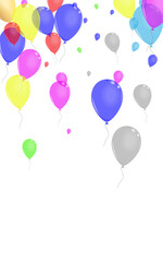 Blue Air Background White Vector. Flying Circus Design. Red Rainbow. Bright Helium. Surprise Latex Illustration.