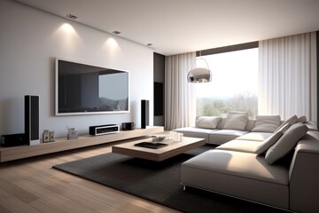 Fototapeta premium Living room interior table architecture comfortable.
