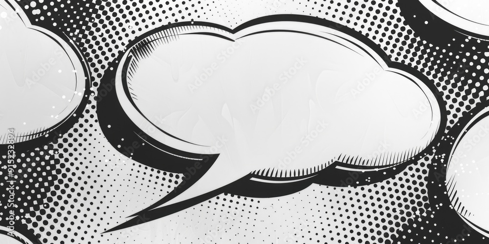 Poster a collection of speech bubbles on a simple, monochromatic background