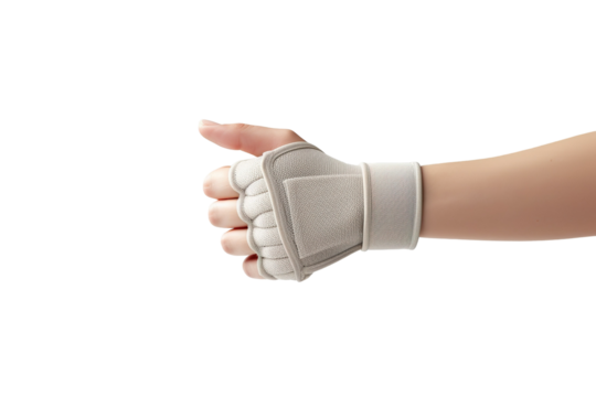 Supportive Wrist Brace Enhancing Stability During Rehabilitation Efforts for Hand Injury Recovery on Transparent PNG Background. - Powered by Adobe