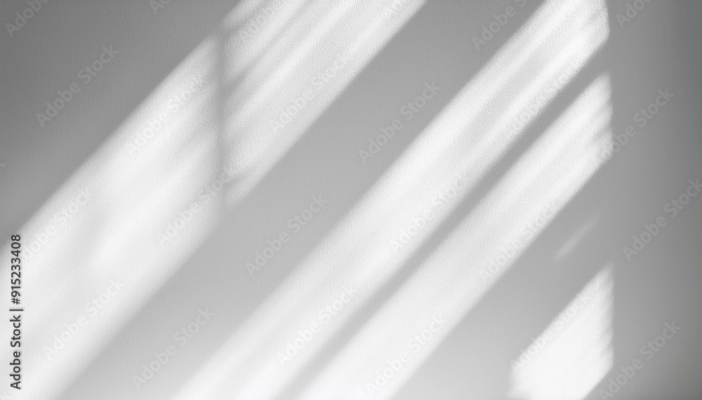 Poster abstract light reflection and grey shadow from window on white wall background. gray window shadows 