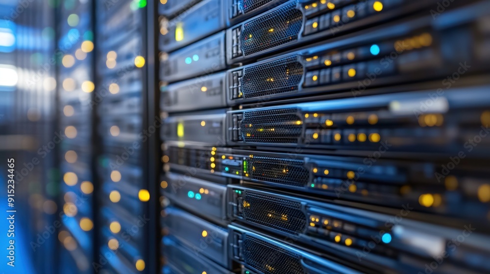 Poster close-up of server racks in a data center