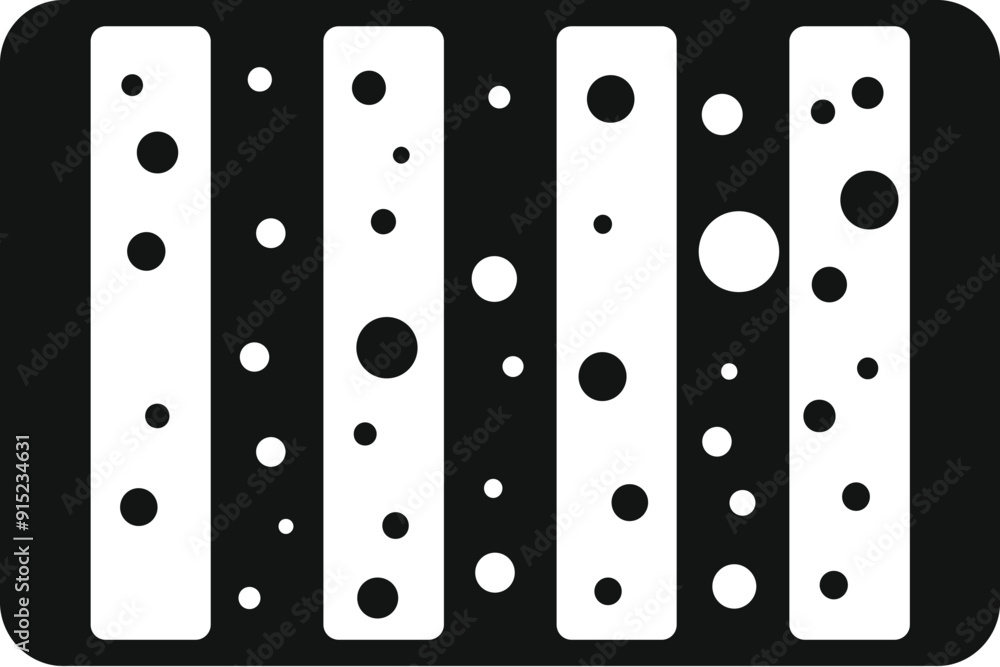 Poster simple icon representing a server rack processing big data with activity leds blinking