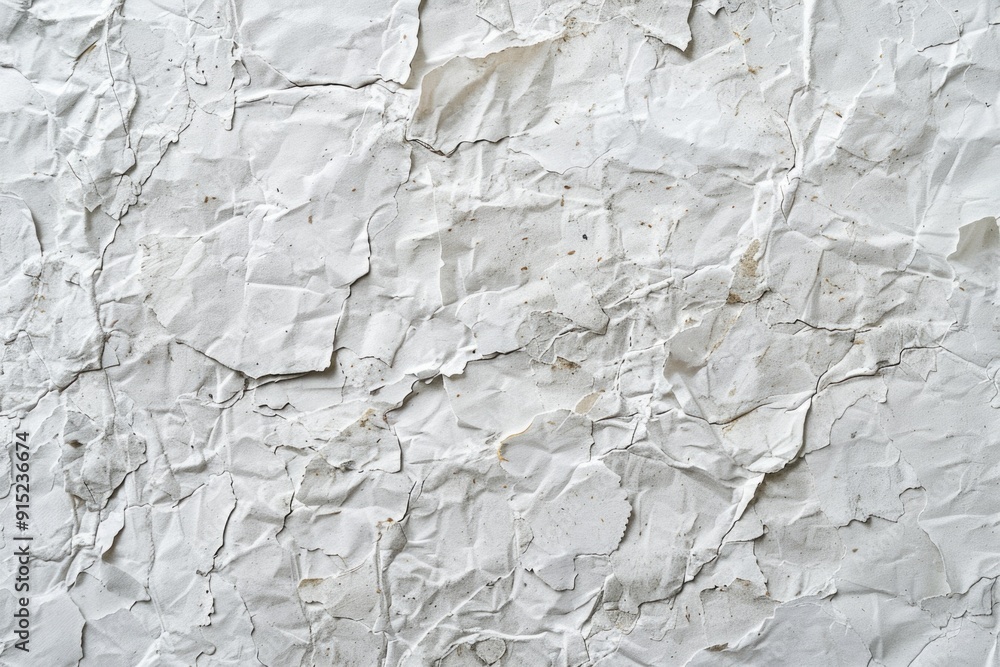 Poster a close-up view of a white wall with peeling paint, suitable for use in interior design or renovatio