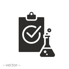 chemical certified icon, lab test, laboratory clinical check, flat vector illustration