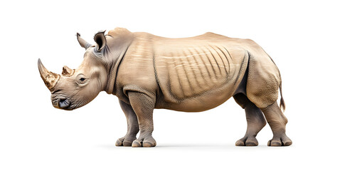 Obraz premium Rhinoceros animal side view isolated on white background