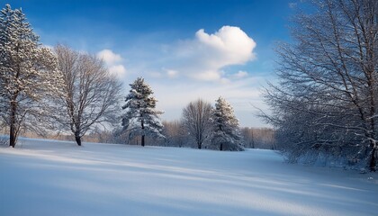 Obraz premium Snowy scene with distant trees