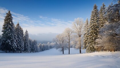 Obraz premium Snowy scene with distant trees