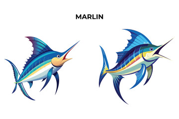 Detailed Marlin fish vector illustration. Perfect for culinary, marine, and environmental designs. High-quality vector for easy customization. Ideal for menus, packaging, education, and web graphics.