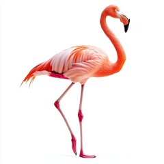 Fototapeta premium Pink Flamingo Standing Gracefully on a White Background