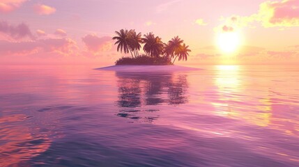 Tropical sunset island desktop wallpaper