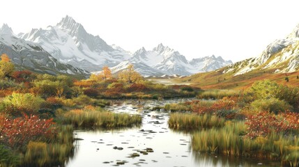 Obraz premium Serene autumn mountain landscape wallpaper
