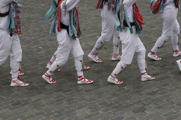 Basque folk dance exhibition in an outdoor festival