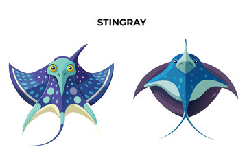 Detailed Stingray Fish vector illustration. Perfect for culinary, marine, and environmental designs. High-quality vector for easy customization. Ideal for menus, packaging, education, and web graphics