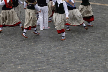 Basque folk dance spectacle in the street