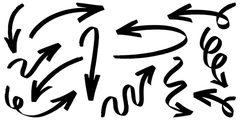 Set of Hand drawn vector arrows doodle on white background. design element vector illustration.