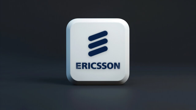 Ericsson logo 3d icon on a dark background